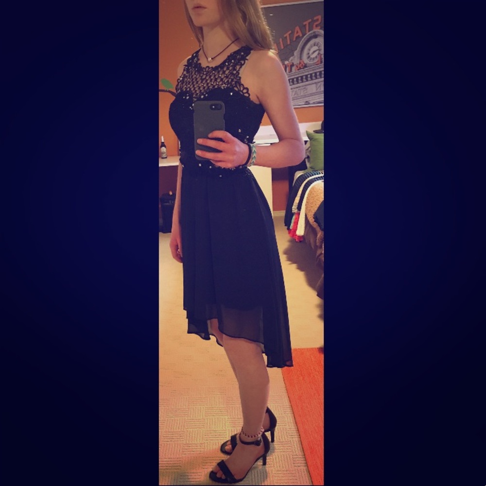 Navy blue and silver formal dress